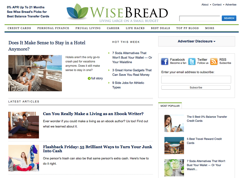 Money niche blog: Wise Bread.