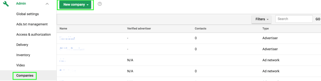 add company in DFP exchange bidding